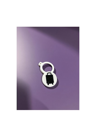 Mini Emoji Airtag Kılıfı - Gizli Takip Tutucu Anahtarlık 3d Baskılı, Beyaz/siyah Şık - Valiz