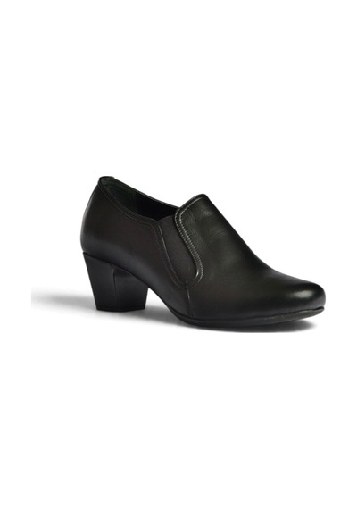 Fox Shoes Z324942003 Siyah Hakiki Deri Kalın Topuklu Kadın Ayakkabı