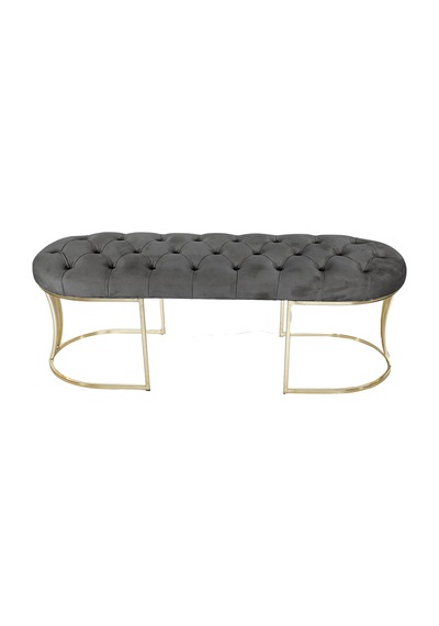 VİEGO GOLD GRİ-Kapitoneli Model Puf&Bench&Koltuk-Oturak-Uzun Makyaj Puff-Yatak Odası Ucu&Önü