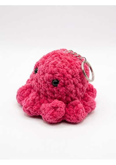 El Örgüsü Amigurumi Ahtapot Anahtarlık - Yumuşak Peluş Tasarım - Pembe Açık Pembe