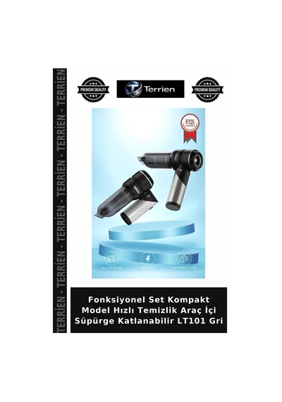 Fonksiyonel Set Kompakt Model Hızlı Temizlik Araç İçi Süpürge Katlanabilir Lt101 Gri