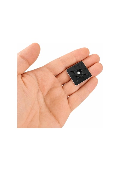 100 Adet Yapışkanlı Kroşe Siyah 28x28 Mm Kablo Bağı Tutucu Sabitleme Klipsi Balon Süs Askı Aparatı