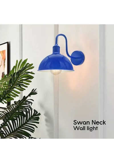 Riolight Vintage1,rustik1,retro1 Koyu Mavi Metal Otel,cafe,odaklar İçin Duvar Aplik Şapka Çapı:23cm Mavi