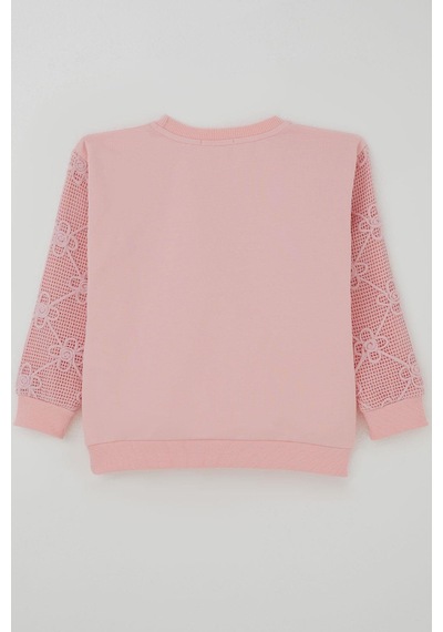 Breeze Kız Çocuk Sweatshirt Kolları Çiçek Aplike İşlemeli File Detaylı 5-10 Yaş, Pembe Pembe Breeze Kız Çocuk Sweatshirt Kolları Çiçek Aplike İşlemeli File Detaylı 5-10 Yaş, Pembe Pembe