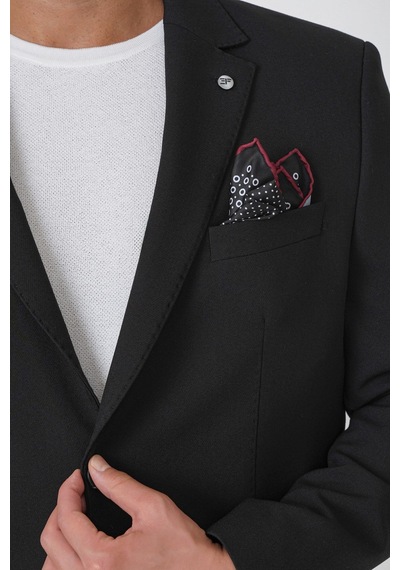 Slim Fit Torba Cep Esnek Pamuklu Siyah Ceket C 754