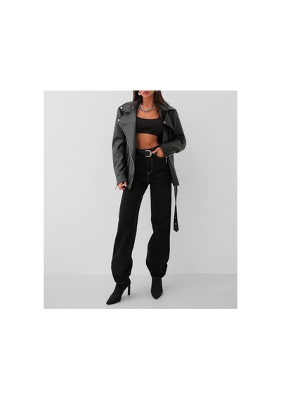 Jk Stores Vatkalı Oversize Biker Ceket Siyah