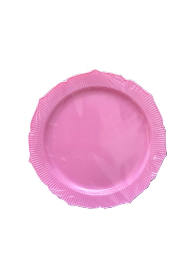 Omeyva Davet Parti Sunum Doğum Günü Pembe Renkli Sert Plastik Mika Tabak -26 Cm - 6 Adetlik 3 Paket