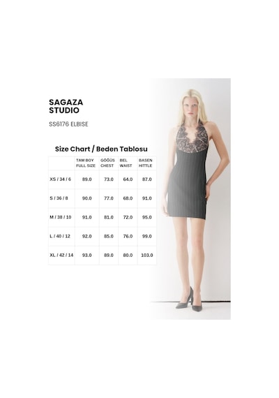Sagaza Studio Ss6176 Boyundan Bağlamalı Fermuarlı Mini Elbise Siyah