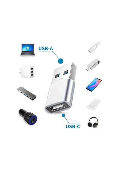 Divex Type-c Dişi Usb3.0 Erkek Otg Adaptör Çevirici Gri Dc-178