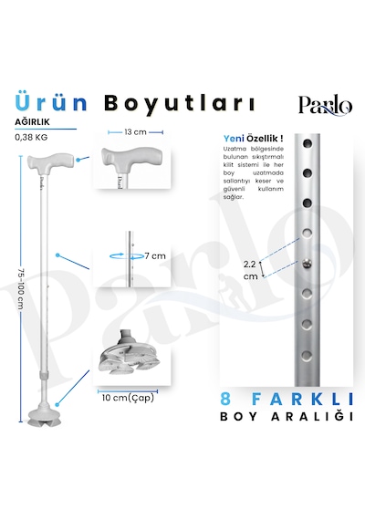 Akıllı Baston - Denge Bastonu Oynar Başlıklı Ayarlanabilir Yüksek Kalite Denge Bastonu Yürüme Bastonu Hafif Denge Çubuğu
