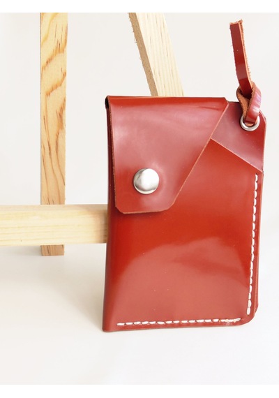 Luna Luster Hakiki Deri Minimalist Taba Unisex Kartlık/cüzdan Kızıl Taba