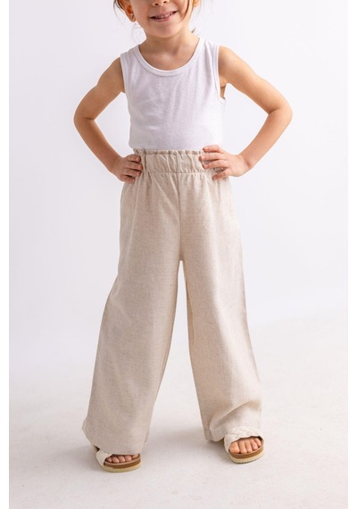 Oliven The Kid Oliventhekid Bej Keten Beli Fırfırlı Lastikli Geniş Paça Kız Çocuk Pantolon Bej Bej Oliven The Kid Oliventhekid Bej Keten Beli Fırfırlı Lastikli Geniş Paça Kız Çocuk Pantolon Bej Bej