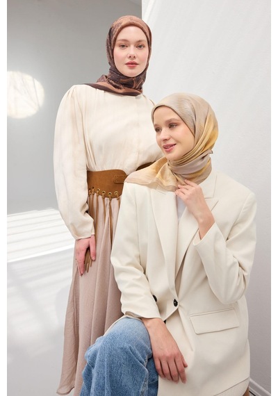 Silk Home Velora Eşarp Sis Desen Yeşil Bej 90x90 Çok Renkli