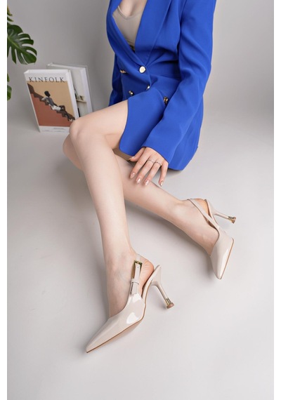 Nesilshoes Nesil Shoes Elva 140 Bej Rugan Topuklu Yazlık Kadın Sandalet