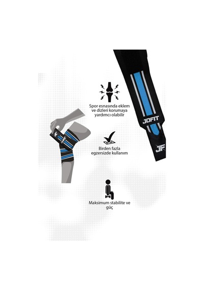 Jofit Knee Wraps / Diz Bandajı - 2'li Paket - Siyah-mavi Siyah - Mavi