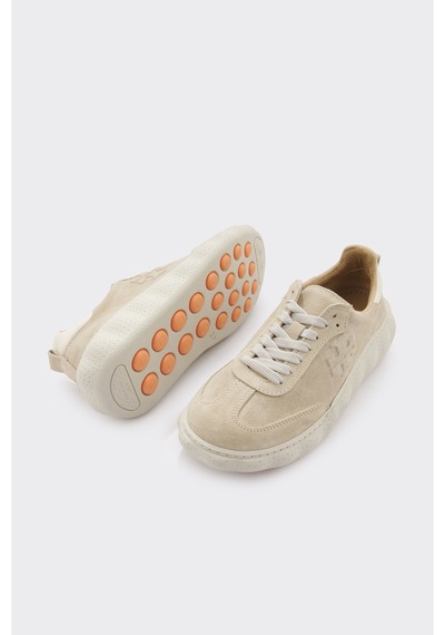 Derinet Hakiki Deri Kadın Sneaker Bej Süet Bej Süet
