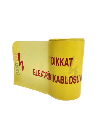 Dikkat Elektrik Kablosu Hattı İkaz Şeridi 20cmx250m İkaz Bandı