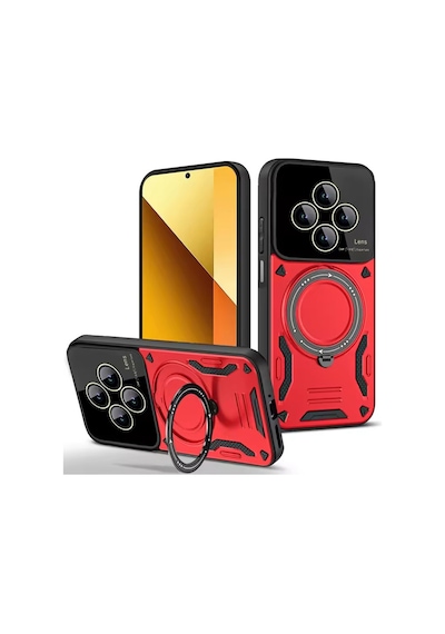 Redmi 14c Kılıf Joy Lens Standlı Kapak - Kırmızı Bz8683140825942