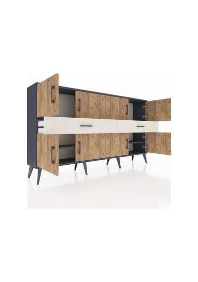 Arges Konsol 4 Raflı 2 Çekmeceli 8 Kapaklı 176x30x99 Antrasit-çam Antrasit-çam/aytaşı Arges Konsol 4 Raflı 2 Çekmeceli 8 Kapaklı 176x30x99 Antrasit-çam Antrasit-çam/aytaşı