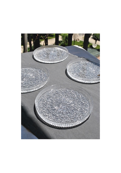 6'lı Cam Mini Pasta Tatlı Tabağı 16 Cm Kek Sunum İkramlık Tabak - Asia Şeffaf