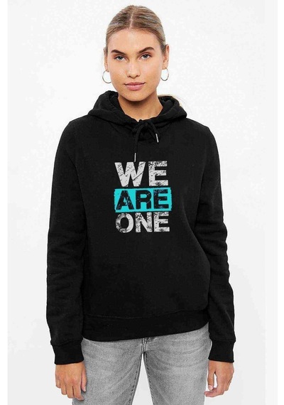 Exo We Are One We Are Baskılı Siyah Kadın Kapşonlu Sweashirt