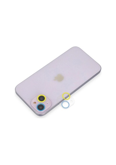 Apple İphone 13 Mini Renkli Kamera Lens Koruma Cam - Sarı-mavi