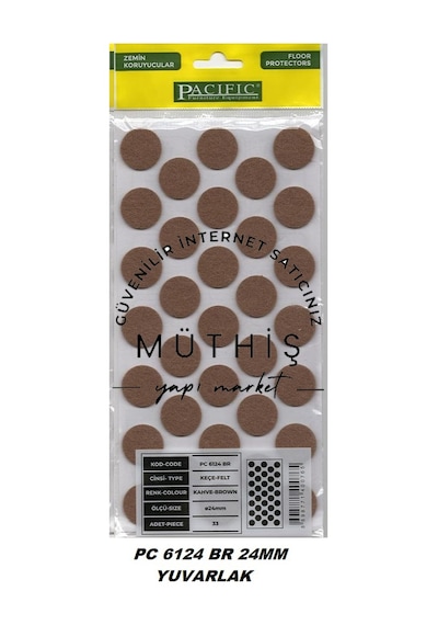 Pacific Yapışkanlı Keçe 24 Mm Kahverengi 32 Adet -