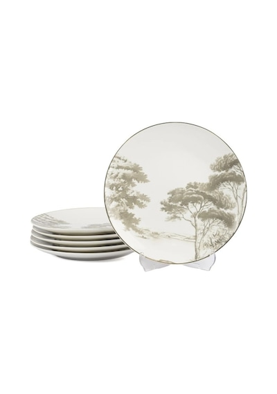 Mikasa Moor Forest Plaid 6lı Pasta Tabağı 20cm Beyaz