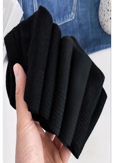 Ozzy Socks 6 Çift Siyah Pamuklu Çizgili Derbili Patik Çorap Konfor Seti Siyah