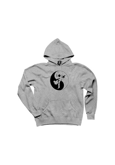 Karate Symmetry Martial Arts Gri Kapşonlu Sweatshirt Hoodie Gri