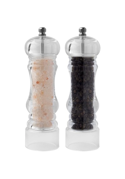 Akrilik Tuz Karabiber Değirmeni Öğütücü - Baharat Öğütücüsü, 18 Cm 2 Adet, Akrilik Değirmen 18 Cm Diğer