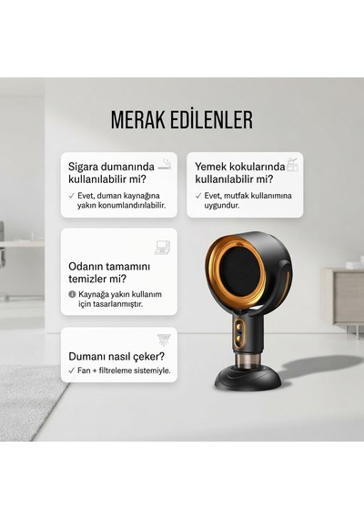 Masaüstü Duman Emici Fan Filtreli Hava Temizleyici Oda Duman Çekici Taşınabilir Mini Fan Siyah