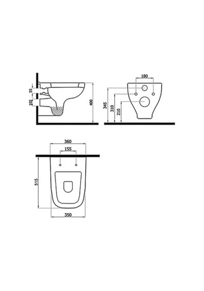 Newarc - Energy Rimless Asma Klozet Kapak Dahil - 2823+7804 Beyaz