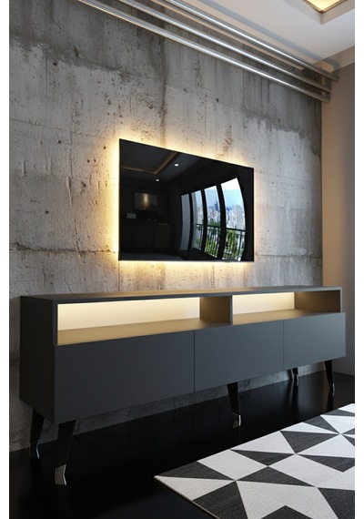 Resital Ledli Tv Sehpası - Led Işıklı - Antrasit - W9017-4
