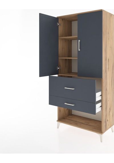 Hyperion Dolap 3 Raflı 2 Çekmeceli 2 Kapaklı 88x44x195 Çam-an... Çam