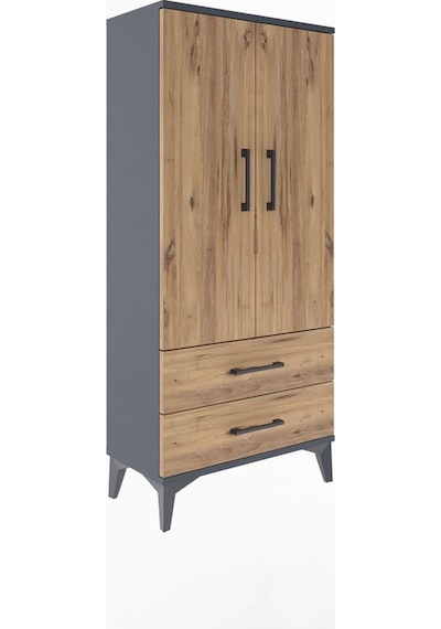 Arges Dolap 3 Raflı 2 Çekmeceli 2 Kapaklı 60x30x134 Antrasit-çam Antrasit