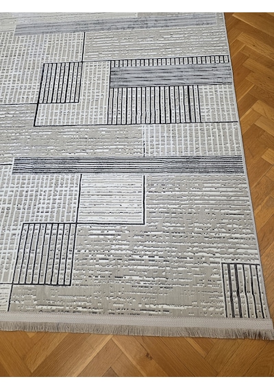 Elvey Home Bambu Gri Doğal Gerçek Bambu Kadife İnce Sık Dokuma Özel Kesim Salon Koridor Oturma Odası Halısı Gri