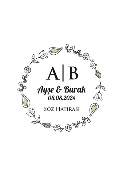 Kenarları Kabarık Dikdörtgen Mühür Kına Nişan Düğün 3x3 Cm Özel Etiket / 50 Adet Sticker Beyaz