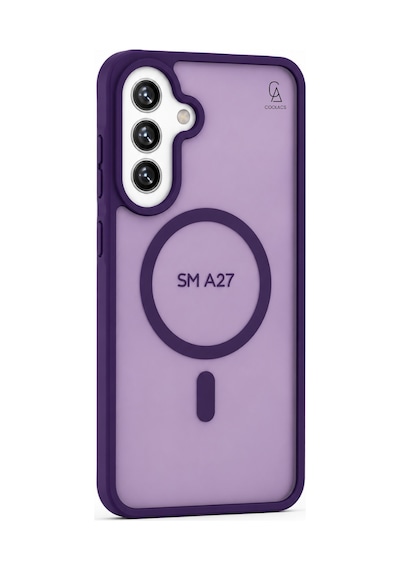 Samsung Galaxy A27 Ile Uyumlu Kılıf Magsafe Şarj Özellikli Mat Arka Yüzeyli Kapak Derin Mor