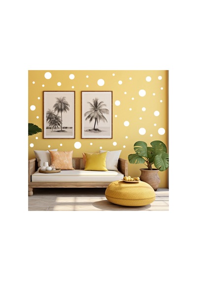 Premium Beyaz Yuvarlak Puantiye Duvar Sticker Seti 180 Adet 1,3 7,6 Cm Çeşitli Ebatlarda Dekoratif Wall Decals