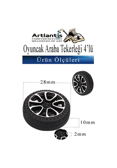 Artlantis Oyuncak Araba Tekerleği Seti 4 Lü 1 Paket Plastik Tekerlek Deney İçin 2 Adet Metal Şaft Proje Deney Seti Genel