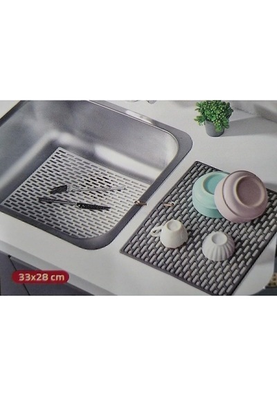 Dikdörtgen Silikon Lavabo Buzluk Matı 33x28 Cm Antrasit Renk 1 Adet Isglvb112 S