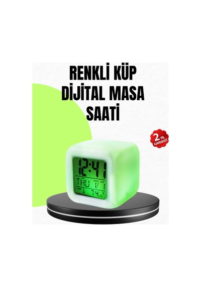 Mey İthalat Gece Lambası Fonksiyonlu Renk Değiştiren Led Küp Dijital Saat Çok Renkli
