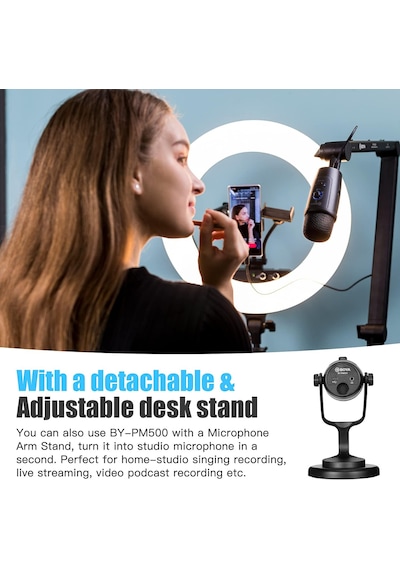 Usb Kondansatörlü Mikrofon, By-pm500 Usb Stüdyo Mikrofonu, Windows, Mac Ve Pc İçin, Vokal, Youtube Akışı, Oyun, Konferans Çağrısı, Asmr, Podcast Video Kaydı İçin Çıkarılabilir Stant