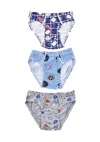 Pemilo Erkek Çocuk 255 Desenli 3'Lü Slip Karışık Renkli (485926318)