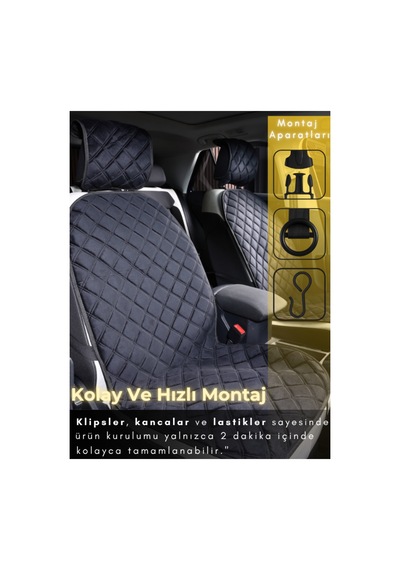 Audi Q5 Uyumlu 2'li Süet Oto Koltuk Minderi Terletmez Universal Su Geçirmez A2 Siyah