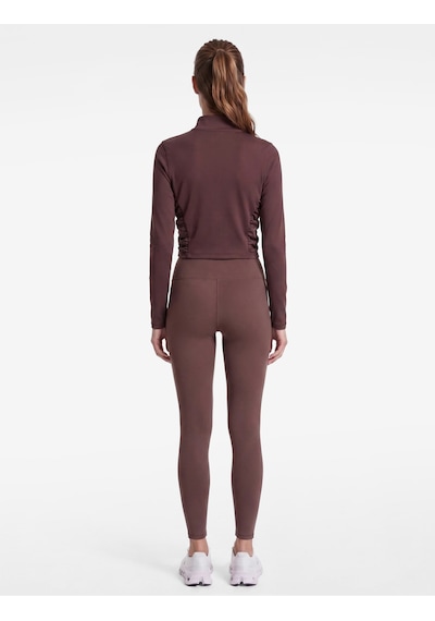 Koton Slim Fit İnterlok Büzgülü Dik Yaka Fermuarlı Uzun Kollu Spor Tişört Mürdüm 7wak10139nk 61x