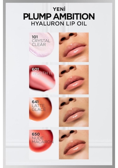 L'Oréal Paris Plump Ambition Hyaluron Lip Oil Besleyici ve Nemlendirici Dudak Parlatıcısı 601 Worth It L'Oréal Paris Plump Ambition Hyaluron Lip Oil Besleyici ve Nemlendirici Dudak Parlatıcısı 601 Worth It