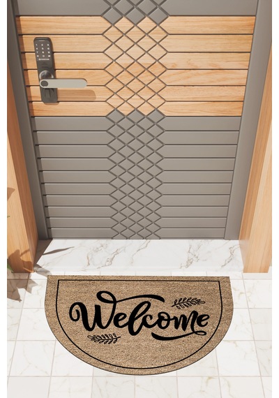 Rugmood Modern Dijital Paspas Kahverengi Welcome Paspas - Kapı Önü Paspası