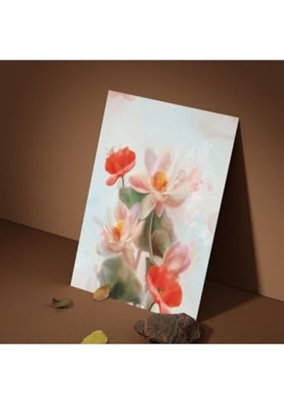 Tekli Dikey Kanvas Duvar Tablosu Soyut Gelincik Çiçeği Dizayn, 50 X 70 -